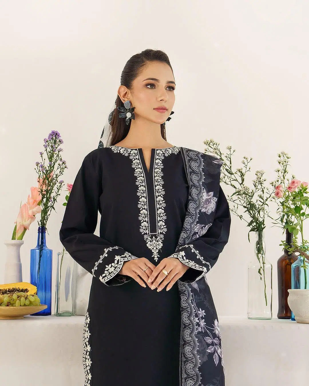 3 Pcs Women's Unstitched Embroidered Suit