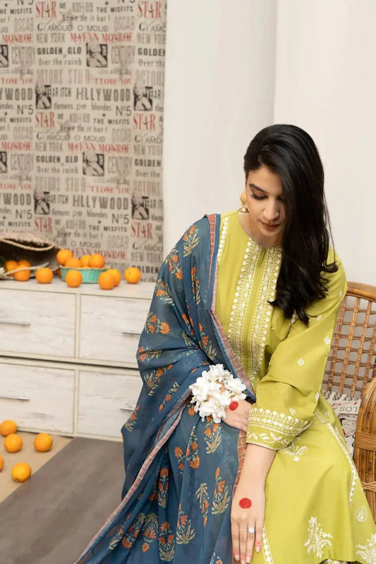 3 Pcs Women's Unstitched Embroidered Suit