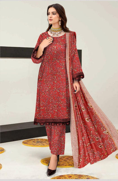 Women's Premium Unstitched  Khaddar Printed Suit