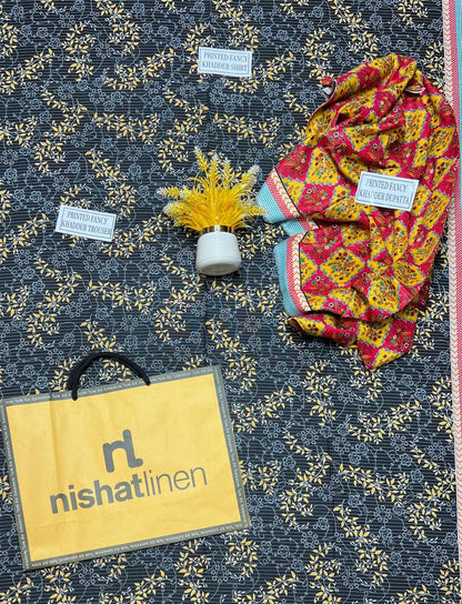 3 Pcs Women's Unstitched Khaddar Printed Suit