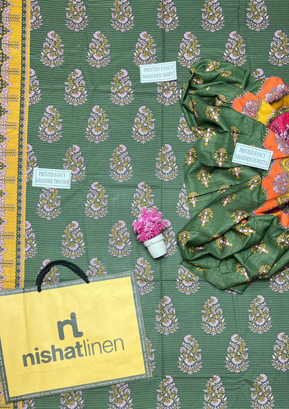 3 Pcs Women's Unstitched Khaddar Printed Suit