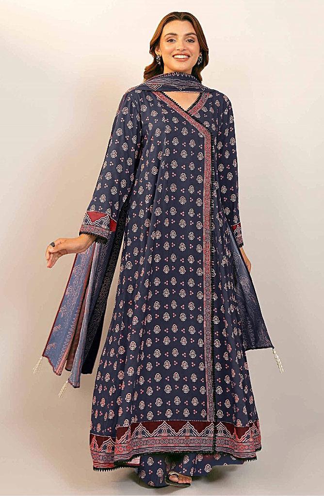 3 Pcs Women's Unstitched Khaddar Printed Suit