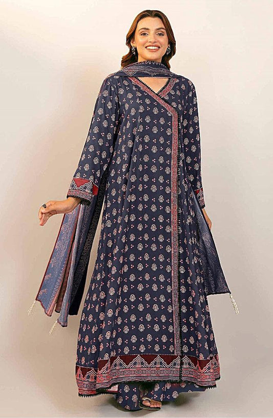 3 Pcs Women's Unstitched Khaddar Printed Suit