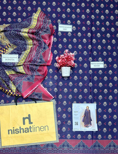 3 Pcs Women's Unstitched Khaddar Printed Suit