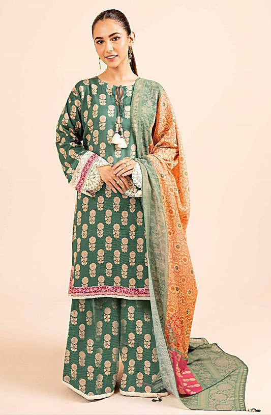 3 Pcs Women's Unstitched Khaddar Printed Suit