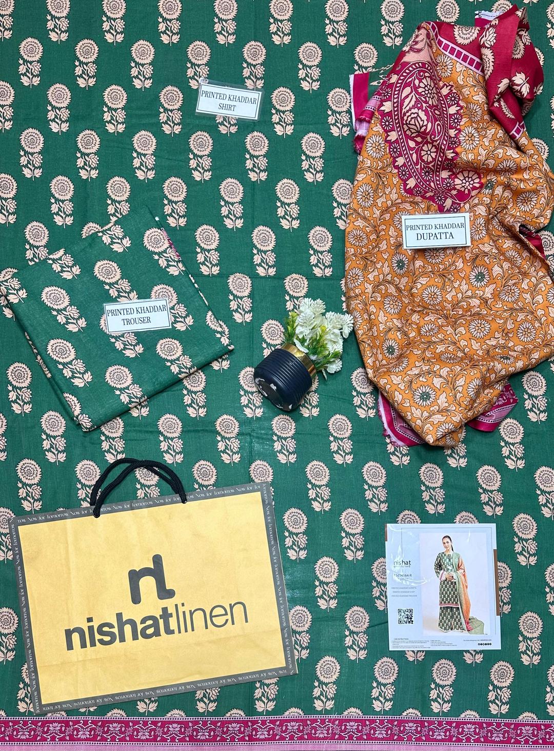 3 Pcs Women's Unstitched Khaddar Printed Suit