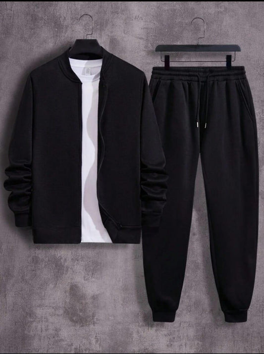 Men's Fleece Plain Zipper Track Suit