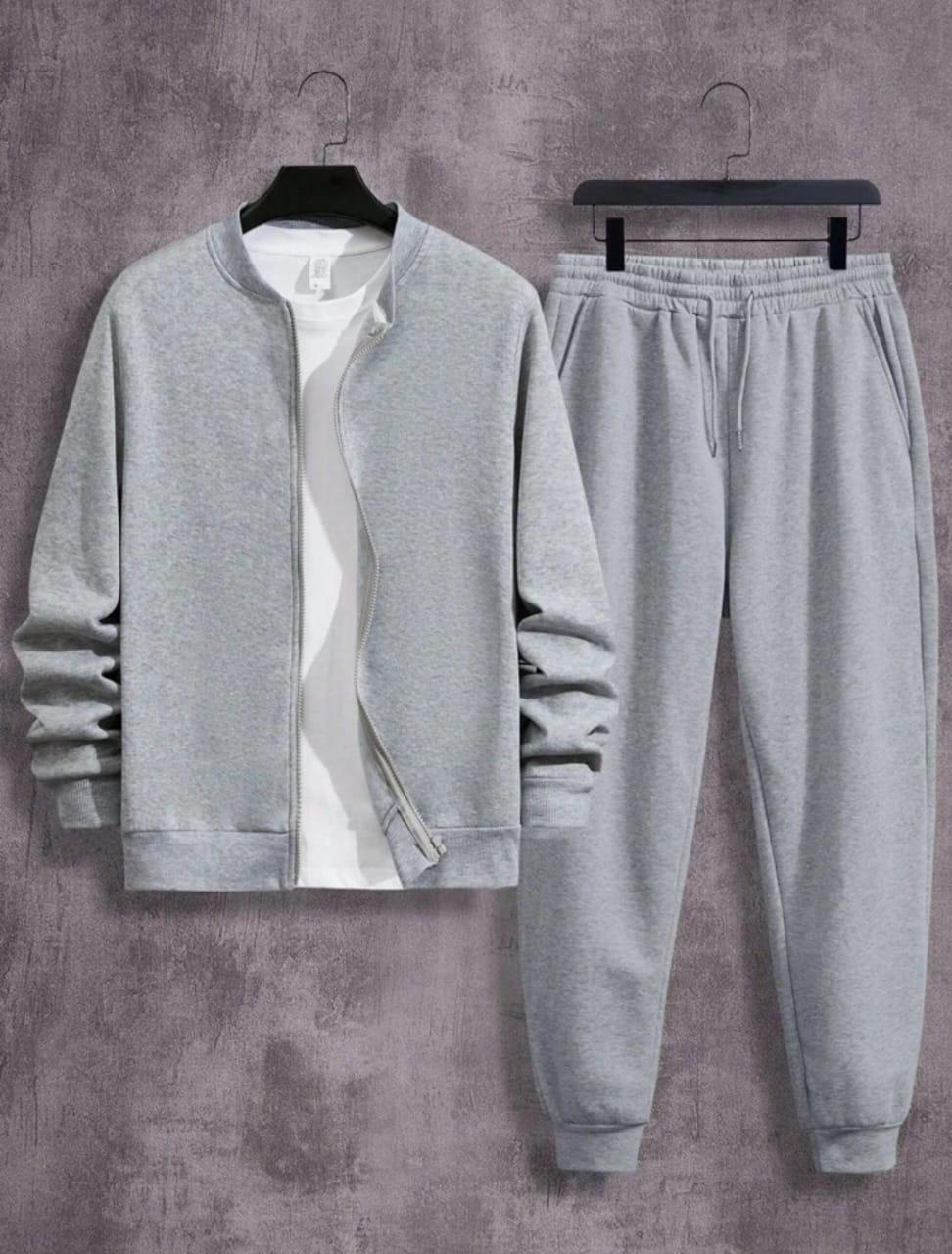 Men's Fleece Plain Zipper Track Suit