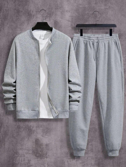 Men's Fleece Plain Zipper Track Suit