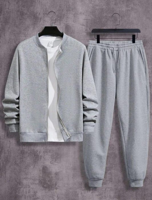 Men's Fleece Plain Zipper Track Suit