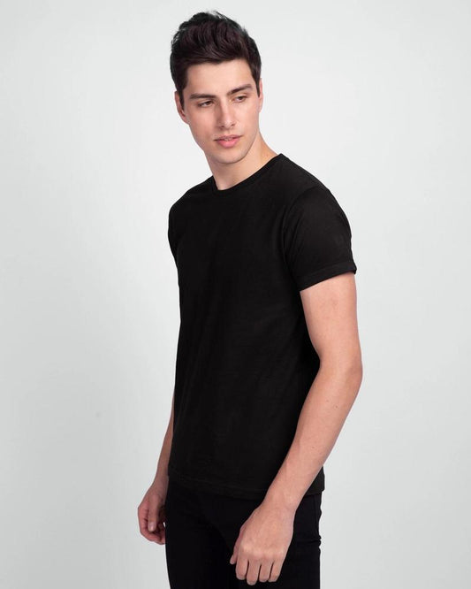 Men's Stitched Round Neck T-Shirt, Black