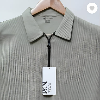 Men's Cotton Zipper Polo T-Shirt