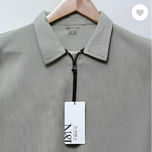 Men's Cotton Zipper Polo T-Shirt