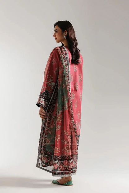 Printed Lawn Suit with Dobby Lawn Dupatta (3 Pc - Red)