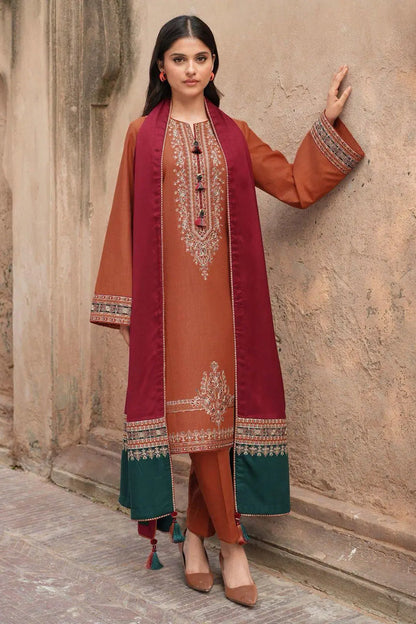 3 Pcs Women's Unstitched Embroidered Suit