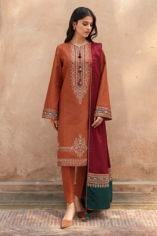 3 Pcs Women's Unstitched Embroidered Suit