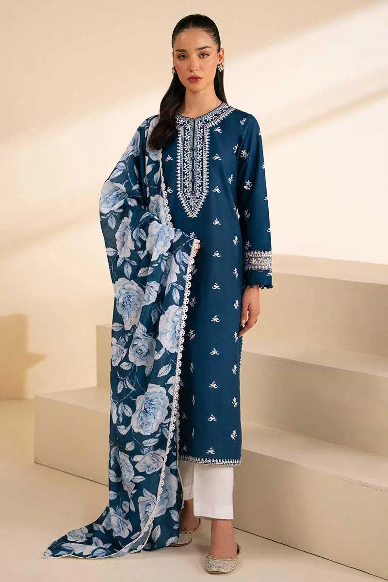 3 Pcs Women's Unstitched Embroidered Suit