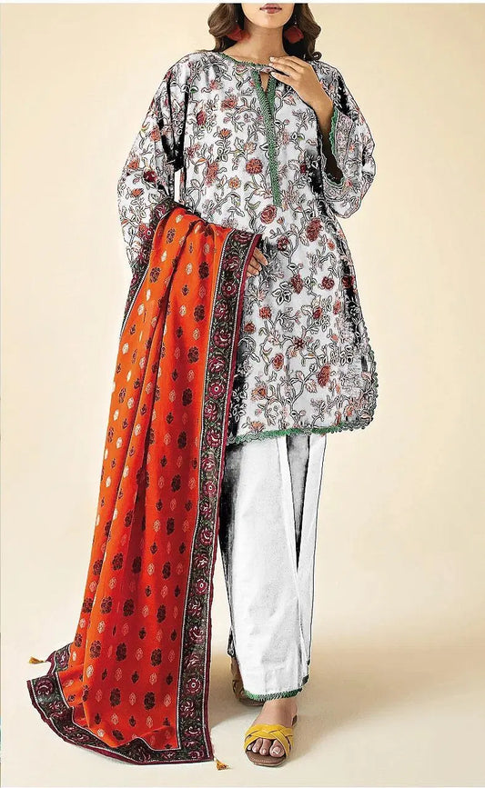 3 Pcs Women's Unstitched Printed Suit